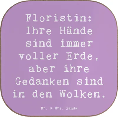Produktbild von Mr. & Mrs. Panda Untersetzer für Gläser Spruch Floristin Tagträumerin - Lavendeltraum - Geschenk, Jubiläen, gläseruntersetzer, Berufsprodukte, Tischuntersetzer, Beruf
