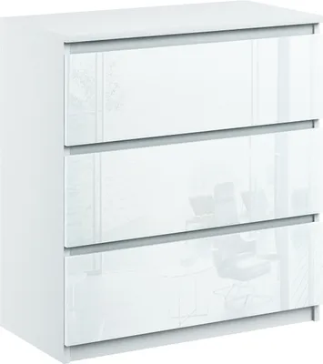 Produktbild von Kommode mit 3 Schubladen Sideboard Moderne weiss hochglanz
