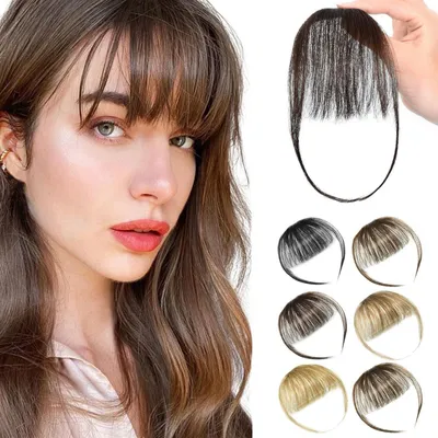 Immagine prodotto di Frangia clip-on, capelli veri, castano, frangia leggera