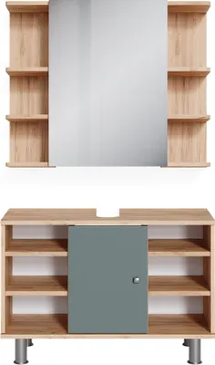 Produktbild von Badmöbel-Set Vicco Fynn Grün 2 Teile, Unterschrank 80 cm, Model 37327