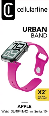 Produktbild von Cellularline Urban Band - Apple Watch 38/40/41/42 (Series 10/11) mm, Uhrenarmband, Apple, Silikon, 38/40/41/42, 2 mm, 35 mm