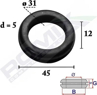 Produktbild von 5er Pack Tülle C70397, Innendurchmesser 31 mm, Außendurchmesser 45 mm, Höhe 12 mm