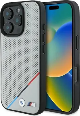 Zdjęcie produktu dla Bmw Bmhmp16L23Pupdg Iphone 16 Pro 6.3Szary/Grey Hardcase M Perforated Tricolor Line Magsafe