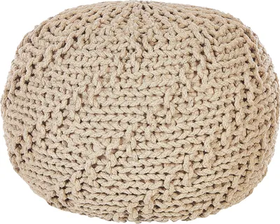 Produktbild von BELIANI Puf beżowy bawełniany 50 x 35 cm okrągły dziergany pleciony podnózek z wypełnieniem