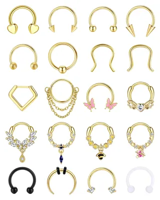 Productafbeelding van Innovra - Dailygoods - Dailygoody - Septum Piercing - Chirurgisch Staal - 20 Stuks - Goud en Zilver - Neuspiercing Set - Unieke Sieraden - Geschikt voor Dames - Trendy Acces...