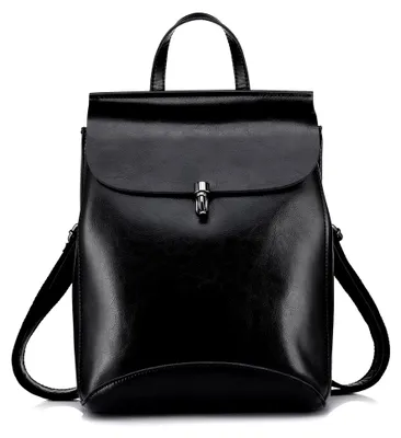 Produktbild von Echtes Leder Rucksäcke Geldbörsen für Frauen Schultertasche Schwarz