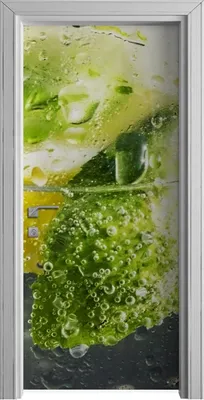 Produktbild von Tür Selbstklebende 90x210 cm Türfolie Türtapete Klebefolie - Zitrone und Basilikum