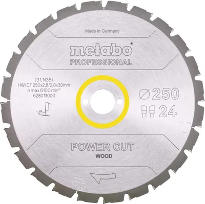 Produktbild von Metabo 628013000, Bauholz mit Nägeln, Holz, 25 cm, 3 cm, Hartmetall-bestücktes Wolfram (TCT), 2 mm, 6100 RPM