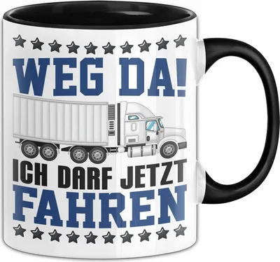 Produktbild von Lkw Führerschein Bestanden Geschenk Tasse Bestandener Führerschein Fernfahrer Lastkraftwagen Fahrschule Kaffee-Becher (Schwarz)