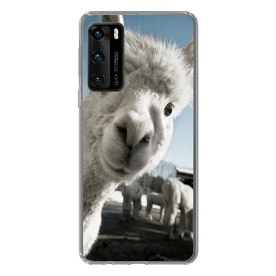 Produktbild von MuchoWow® Handyhülle Schutzhülle Hülle für Huawei P40 Alpaka - Weiß - Tier Silikon Softcase Handy Hülle - Handytasche