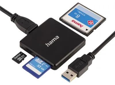 Produktbild von Hama USB 3.0 Multi Card Reader – SD, microSD, CF – Black