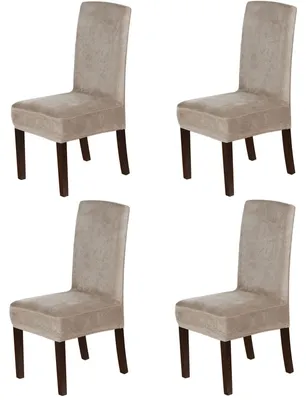 Image de Ensemble de 4 housses en velours pour chaises de salle à manger