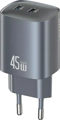 Immagine prodotto di Caricabatterie da rete Usams Cc305 T66 45W Gan 2Xusb-C Tarnish
