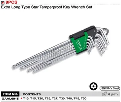 Produktbild von TOPTUL 9-tlg Winkelschraubendrehersatz TORX: T10 T15 T20 T25 T27 T30 T40 T45 T50 GAAL0915