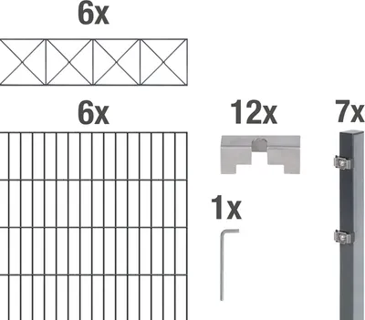 Produktbild von Alberts Doppelstabmattenzaun Nexus, Höhe 100 cm, Länge 12 m, 2 m Matte, anthrazit, zum Einbetonieren