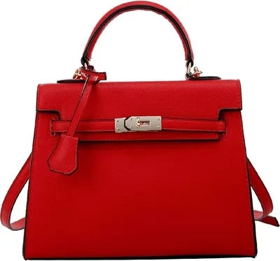 Produktbild von ASKSA Damen Handtasche Umhaengetasche Leder Crossbody Bag Kommt mit abnehmbarem Schultergurt,Rot