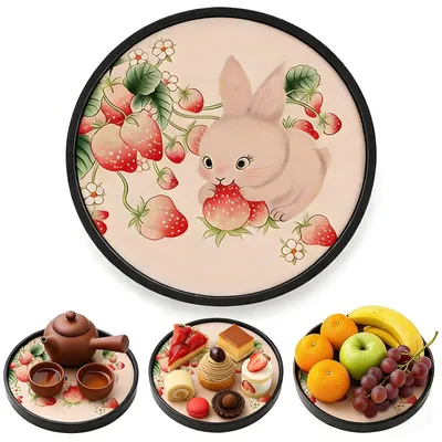 Produktbild von Serviertablett - Rund mit rutschfester Oberfläche und hohem Rand - Gastro-Tablett für Bars und Restaurant - Ø 22,3 cm