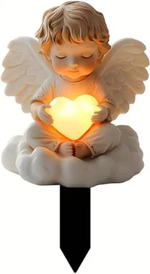 Imagen del producto de Decoración para tumba con forma de ángel, resistente a la intemperie, impermeable, para cementerio, 1 unidad
