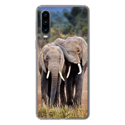 Produktbild von MuchoWow® Handyhülle Schutzhülle Hülle für Huawei P30 Elefant - Tiere - Bäume - Natur Silikon Softcase Handy Hülle - Kartenbesitzer