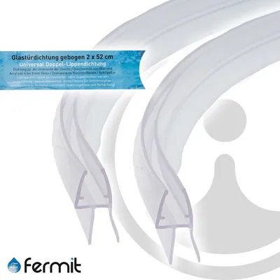 Produktbild von Fermit 2-er Set Universal Duschtür - Dichtung - Runddusche - Doppellippe gebogen - 23017