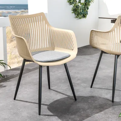 Produktbild von riess-ambiente Design Stuhl SIGNUM greige schwarz Kunststoff Indoor Outdoor mit Armlehnen Essstuhl Gartenstuhl Balkonstuhl