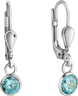 Produktbild von V Ohrhänger 925/- Sterling Silber 2,2cm weiß Zirkonia hellblau 064230002-1