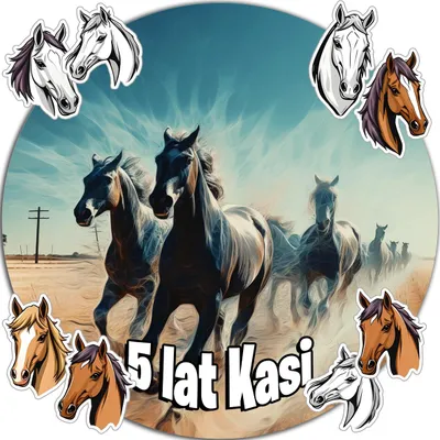 Zdjęcie produktu dla Opłatek Na Tort 20Cm - Koń Horse Dekoracja Urodzinowa + Imię 15Cm 18Cm