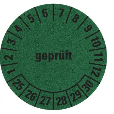 Produktbild von Dreifke® Prüfplakette  25-30, grün, Graspapier, selbstklebend, Ø 30mm,...
