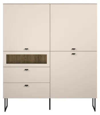 Immagine prodotto di Calicosy - Credenza alta a 3 ante, 2 cassetti e 1 vano a giorno L122 cm - VELA