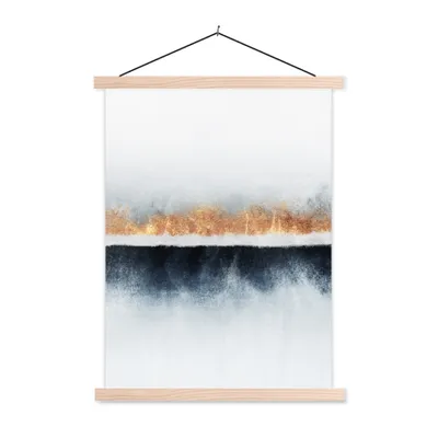 Produktbild von MuchoWow® Textilposter Gold - Abstrakt - Design 120x160 cm mit holzfarbenen Rahmen - Plakatkarton