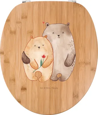 Produktbild von Mr. & Mrs. Panda WC Brille Bären Liebe - Transparent - Geschenk, Kuscheln, Hocheitstag, Verknallt, Freundin, Bär, holz toilettensitz, Verheiratet, deckel, WC-Sitz