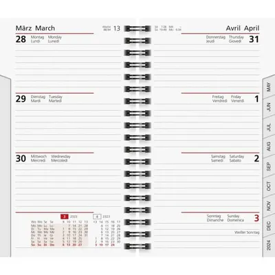 Produktbild von Taschenkalender-Ersatzeinlage Modell int. 8,7x15,3cm 1 Woche/2 Seiten 2023