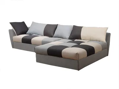 Zdjęcie produktu dla Sofa narożna z funkcją spania - Tkanina - Szary - Narożnik prawy - ROMANE