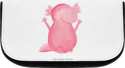 Produktbild von Mr. & Mrs. Panda Make-Up Tasche Axolotl Hurra - Weiß - Geschenk, Kosmetiktasche, Schminktasche, Zufriedenheit, Lurch, Motivation, Organizer, Waschbeutel, Täschchen, Spaß