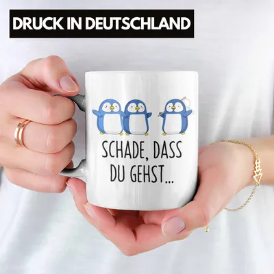 Produktbild von Trendation - Jobwechsel Tasse Geschenk Kollegin Kollege Abschied Lustig Abschiedsgeschenk Sprüche Neuer Job Schade Dass Du Gehst (Weiß)