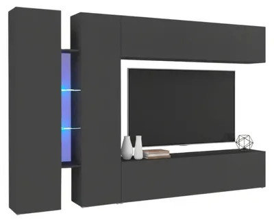 Produktbild von Wohnzimmermöbel Dboudr, Wohnzimmergarnitur TV-Möbel mit 4 Türen, Mehrzweck-Wohnmöbel, 100 %  Italy, cm 280x30x180, Anthrazit