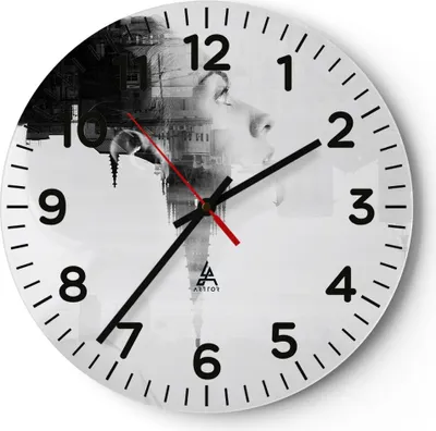 Produktbild von Wanduhr - Rund - Glasuhr - Frau modern - 40x40cm - Schleichendes Uhrwerk - Lautlos - zum Aufhängen bereit - Dekoration Modern - Wanddekoration aus Glas - C4AR40x40-3737