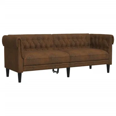 Image de vidaXL Canapé Chesterfield 3 places brun tissu