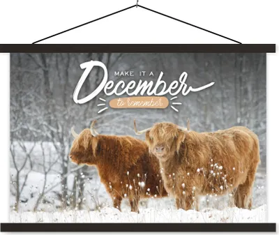 Produktbild von MuchoWow® Textilposter Sprichwörter - 'Mach einen unvergesslichen Dezember' - Zitate 90x60 cm mit schwarzem Rahmen - Aufhängungssatz