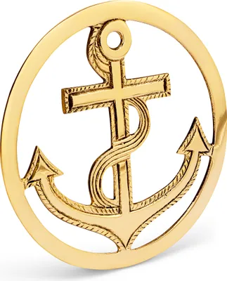 Produktbild von NKlaus 19cm Topf Untersetzer Ankermotiv aus Messing gold Tischuntersetzer Hitzeschutz 11773