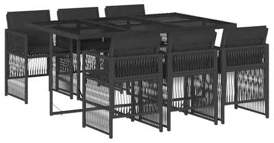 Image de vidaXL Ensemble de jardin 7 pièces avec coussins Noir Poly Rattan