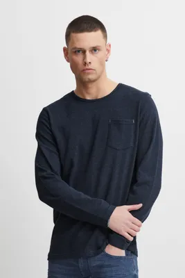 Produktbild von Blend 20715015 Tee Herren Sweatshirt Pullover Pulli Longsleeve Frottee-Optik Brusttasche uifarben Regular Fit Baumwoll-Polyester-Qualität