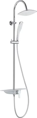 Produktbild von SCHÜTTE Duschset WATERWAY, Duschsystem mit Armatur und Regendusche, Duschbrause mit Ablage und Duscharmatur, Dusche Chrom/Weiß