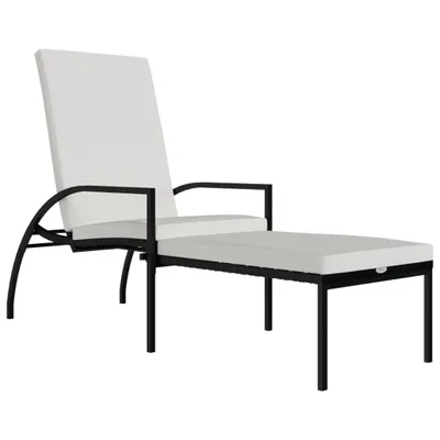 Produktbild von Sonnenliege mit Fußhocker PE-Rattan Schwarz