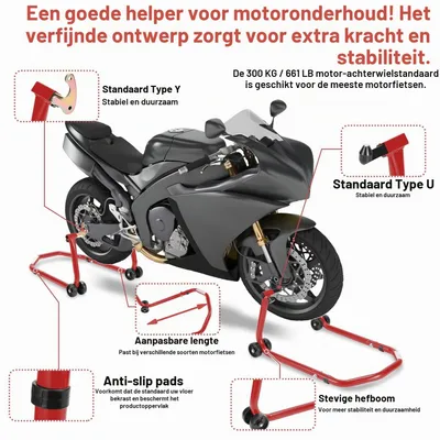 Image de Lève-moto - Support de montage - Roue arrière - 300 kg - Réglable - Pour motos