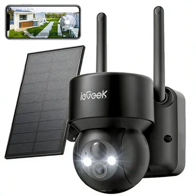 Produktbild von ieGeek 2K Überwachungskamera Aussen WiFi 360°PTZ Schwenkbar Solar Kamera Überwachung Aussen Farbnachtsicht & 2-Wege-Audio PIR Erkennung&Intelligenter