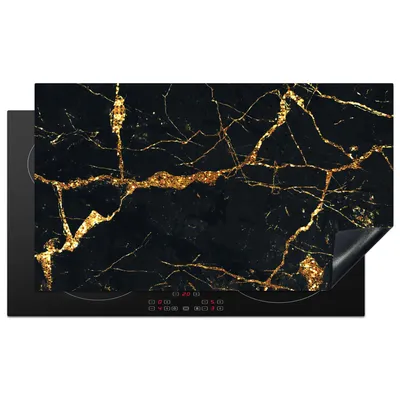 Produktbild von KitchenYeah© Herdabdeckplatte Gold - Marmor - Glitzer - Luxus , 89x51cm, Küche Deko, Glaskeramikkochfeld Herdabdeckung, Abdeckplatte fùr Kochfeld