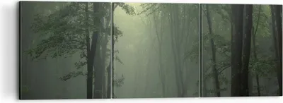 Produktbild von Bild auf Leinwand - Leinwandbild - Wald Nebel Baum - 120x40cm - Wand Bild - Wanddeko - Wandbilder - Leinwanddruck - Bilder - Kunstdruck - Wanddekoration - Leinwand bilder - Wandkunst - CA120x40-3543