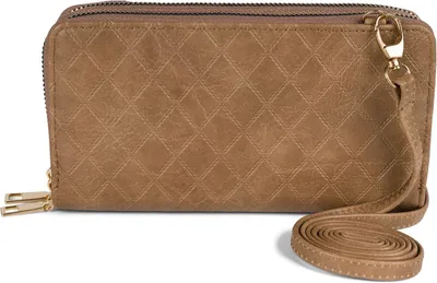 Produktbild von styleBREAKER Damen 2 in 1 Mini Bag Umhängetasche mit Rauten Prägung, Geldbörse, Handytasche, Schultertasche 02012379