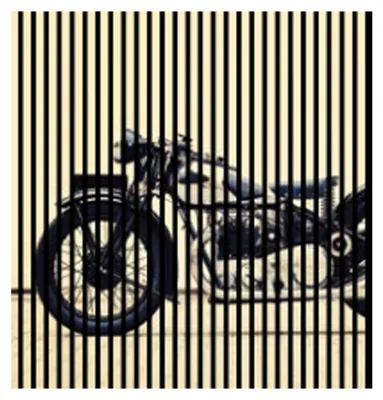 Produktbild von Akustikpaneele mit Digitaldruck Motorrad01 19 x 1133 x 1195 mm Motorrad MDF PET-Fasern Wandpaneele Creme Schwarz 2 Einzelplatten